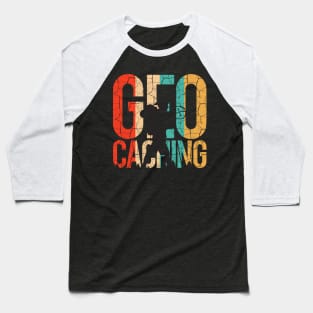 Geocaching - Retro Style Geocacher Vintage Silhouette Baseball T-Shirt